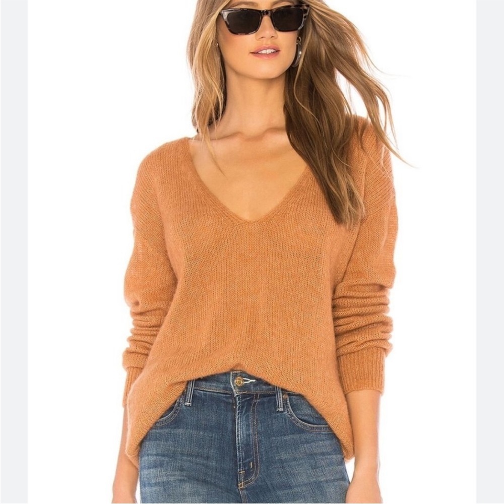 Free People Sweater S Gossamer Pullover Alpaca Wool Blend V-Neck Relaxed Fit
